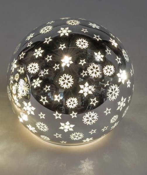 Formano Deko-Kugel silber mit LED-Licht + Timer 12cm