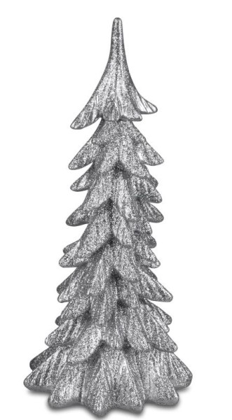Formano Deko-Baum silber 28cm aus Kunststein gefertigt und mit Glitter veredelt