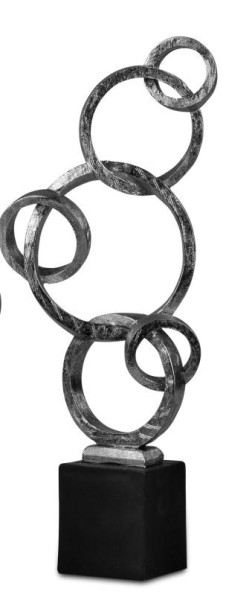 Formano Deko-Objekt antik-silber auf schwarzem Sockel 38cm